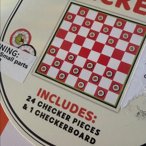 Eccolo Sushi Checkers Set with Vibrant Orange and White Board - Picture 2 of 4